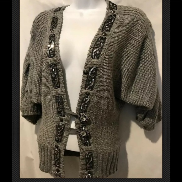 BKE The Buckle Cardigan Sweater Lace Sequins Wool - Picture 5 of 8